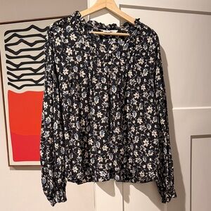 Veronica Beard Navy Floral Blouse size 14